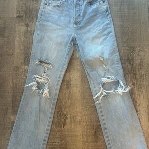 Denim Forum Men's Sky Blue Ripped Skinny Jeans